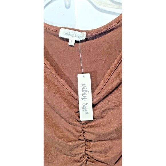 Brown Ruched Crop Tank Top L Urban Style Soft Stretch NWT  Urban Soft girl Y2K - Picture 4 of 8